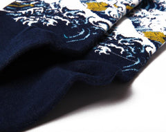 Great Kanagawa Wave Art Print Cotton Knit Socks