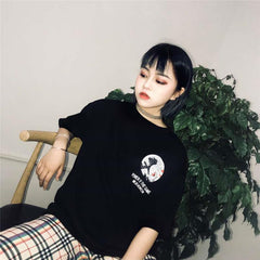 Camiseta negra extragrande con estampado de la Gran Ola en la espalda