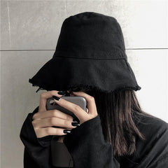 Grunge 90S Black Denim Bucket Hat