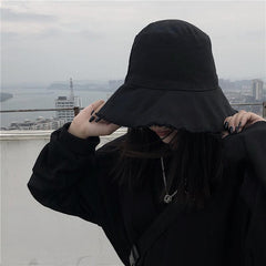 Grunge 90S Black Denim Bucket Hat