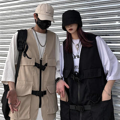 Grunge Aesthetic Cargo Tooling Loose Vest