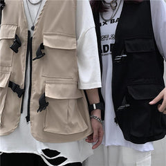 Grunge Aesthetic Cargo Tooling Loose Vest