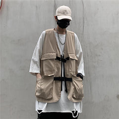 Grunge Aesthetic Cargo Tooling Loose Vest