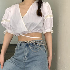 Cinturón de cadena doble de metal con estética grunge