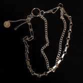 Grunge Aesthetic Metal Silver Double Belt Chain