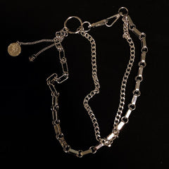Grunge Aesthetic Metal Silver Double Belt Chain