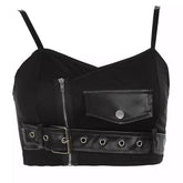 Grunge Aesthetic Red Black Plaid Cami Crop Top