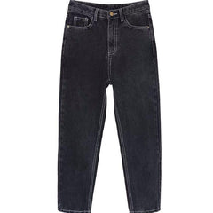 Grunge Schwarze Jeans mit hoher Taille und geradem Schnitt