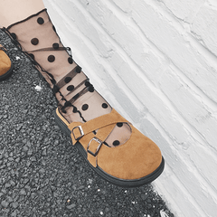 Grunge Sandalen aus weichem Leder mit geschlossener Zehenpartie und Cut-Absatz