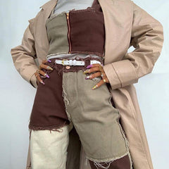 Vaqueros rectos con diseño de patchwork y bloques de color de chica grunge