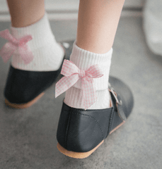 Heel Back Plaid Ribbon Bow Poppy Socks