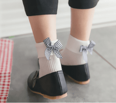 Heel Back Plaid Ribbon Bow Poppy Socks