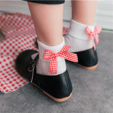 Heel Back Plaid Ribbon Bow Poppy Socks