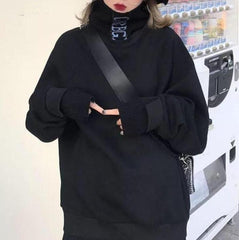 Suéter de punto de dos piezas falso de cuello alto de gran tamaño