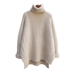 Suéter de punto grande y suelto con cuello alto