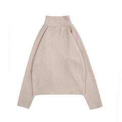 Suéter holgado de canalé con cuello alto de tortuga