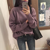 High Turtle Neck Thin Knit Warm Cozy Autumn Sweater