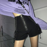 High Waist Lace Up Wide Leg Thin Shorts