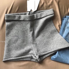 Shorts retro de cintura alta elásticos de colores sólidos