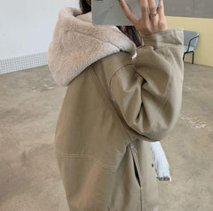 Hood Plush Faux Fur Warm Winter Coat Jacket
