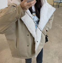 Hood Plush Faux Fur Warm Winter Coat Jacket