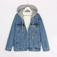 Hooded Faux Fur Lining Denim Jacket