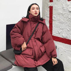 Huge Coat Elastic Waist Thick Cotton Loose Long Jacket