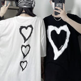 Huge Heart Print E Girl Outfit Oversized T-Shirt