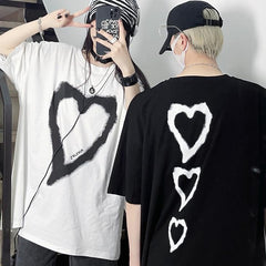 Oversize-T-Shirt mit riesigem Herz-Print im E-Girl-Outfit