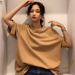 Camiseta extragrande de cuello redondo y colores lisos