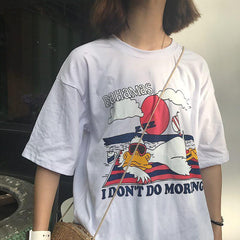 Oversize-T-Shirt mit „I Don't Do Morning“-Buchstabenaufdruck