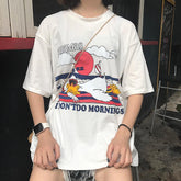 I Dont Do Morning Letter Printed Oversized T-Shirt