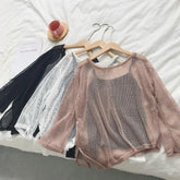 Irregular Beveled Crochet Knit Blouse