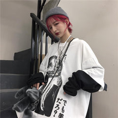 Zweiteiliges T-Shirt mit japanischem Horror-Comic-Aufdruck