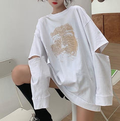 Joy Division Print Grunge Black White Loose Shirt