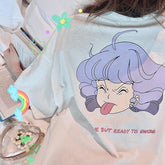 Kawaii Anime Girl Back Print Oversized White T-Shirt
