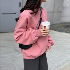 Kawaii Ducks Letters Print Plus Velvet Loose Sweatshirt