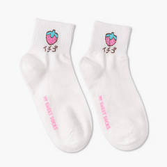 Kawaii Fruits Flat Knit White Socks