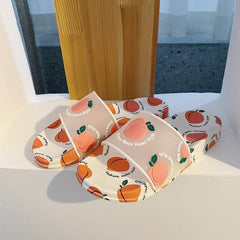 Transparente Gummi-Sandalen mit Kawaii-Früchte-Print