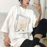 Kawaii Plush Alpaca Cartoon Loose T-Shirt