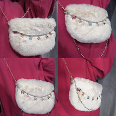 Bolso de cadena con mariposas reflectantes de peluche kawaii