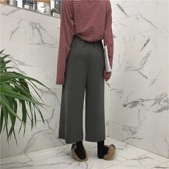 Knit Fashion Wide Gray Black Brown Pants