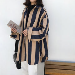 Korean Aesthetic Vertical Stripes Long Sleeve Shirt