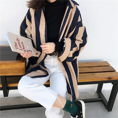 Korean Aesthetic Vertical Stripes Long Sleeve Shirt