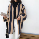 Korean Aesthetic Vertical Stripes Long Sleeve Shirt