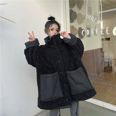 Korean Fashion Two Sided Black Gray Oversized Jacket