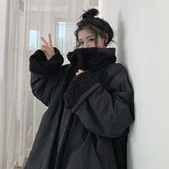 Korean Fashion Two Sided Black Gray Oversized Jacket