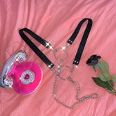 Kpop Aesthetic Metal Chains Black Body Belt Straps