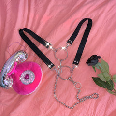 Kpop Ästhetische Metallketten Schwarze Körpergürtelgurte