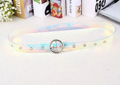 Cinturón holográfico transparente de caucho láser